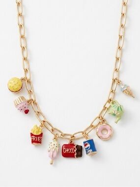 NWT 🍔🍟🍩🧁 Piper K Rare Multi Charm Snack Necklace